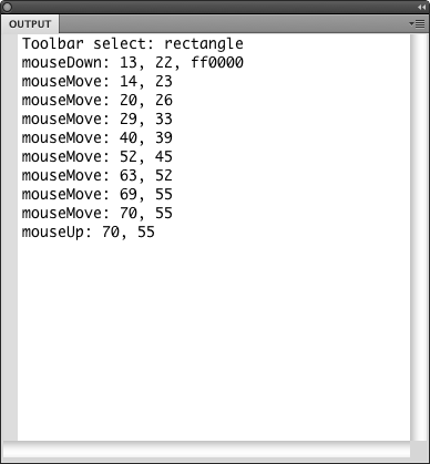 Traces from the RectangleTool