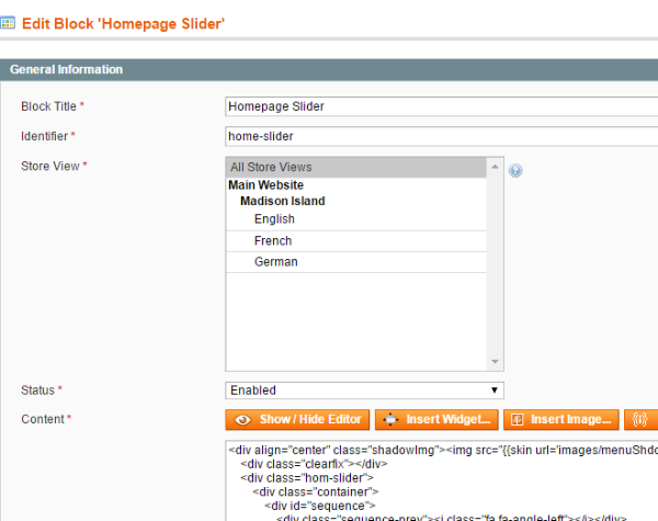 Creating Homepage Slider Static Block