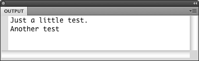 The Output panel showing the two traces from the two method calls