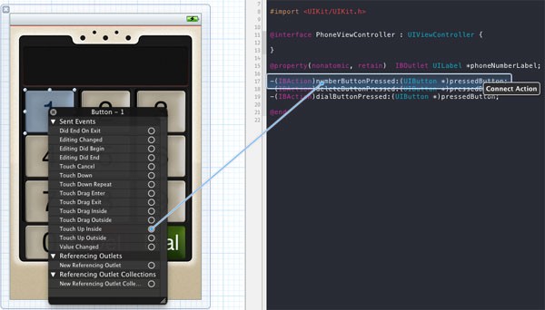 Connecting numbers on the keypad with IBActions.