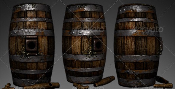 Lowpoly Wooden Wine Barrel