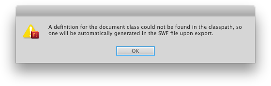 The error message when Flash can't find the document class.