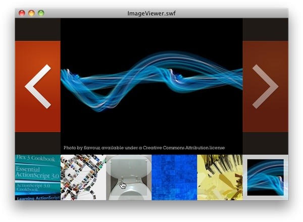 The UI working in sync.  Note the last thumbnail is selected, and the next button is disabled.