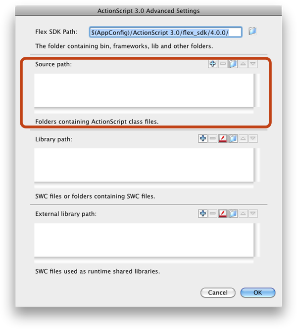 the Application-Level source path window