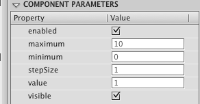 numeric stepper, progress bar, slider Flash components