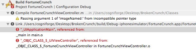 Xcode Debugging - Figure 2 - Linking vs. Build Phase