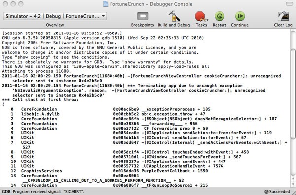 Xcode Debugging - Figure 3 - Console Window