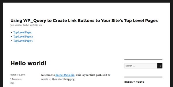 Top level page links in the header - unstyled