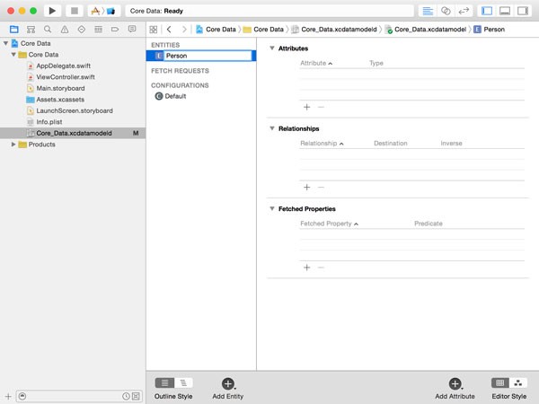 Adding an Entity to the Core Data Model