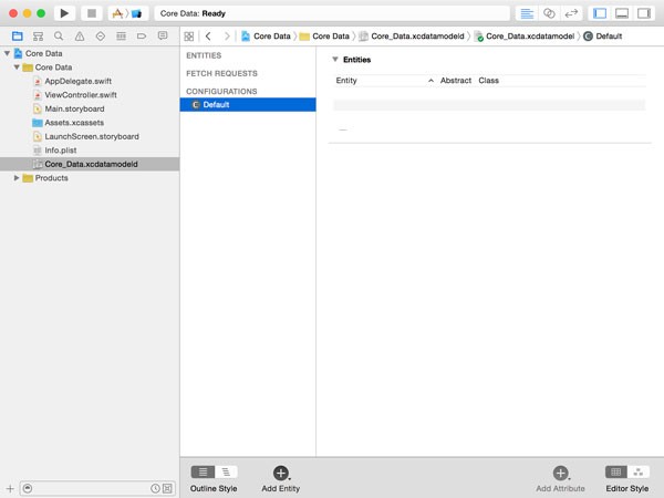 The Core Data Model Editor in Xcode
