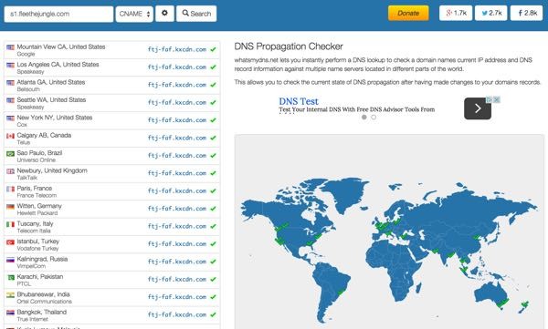 DNS Web Propagation at Whats My DNS