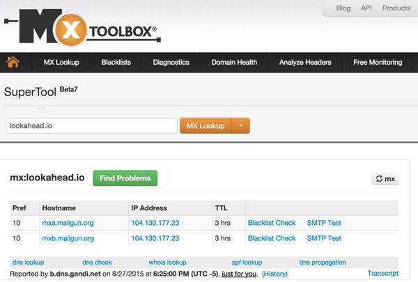 DNS Check with MX Toolbox